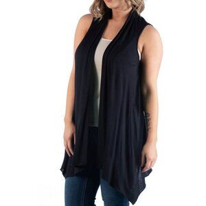 24seven Comfort Plus Size 1X Asymmetric Open Front Cardigan Sweater Black $50